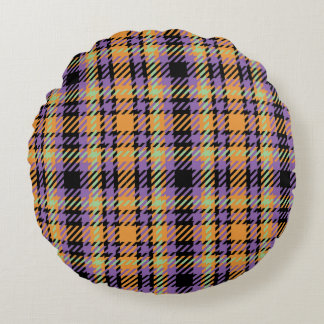 Halloween Plaid Tartan Round Cushion