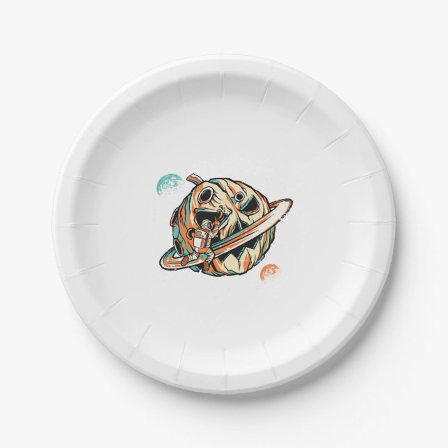 Halloween Planet Paper Plate (Front)