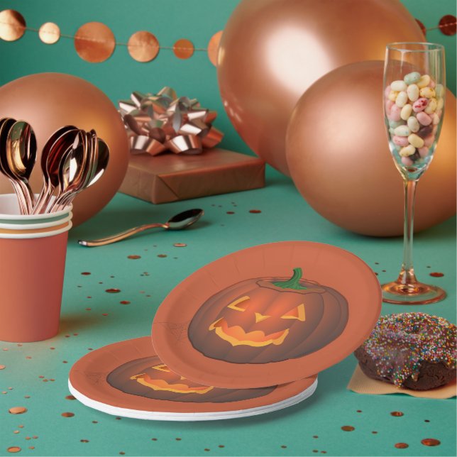 Halloween Plates Festive Pumpkin Paper Plates (Multi)