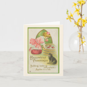 Hallowe'en Pleasures Bobbing for Apples Vintage Card
