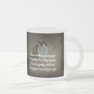 Halloween Poem - Calico Cat Frosted Glass Coffee Mug