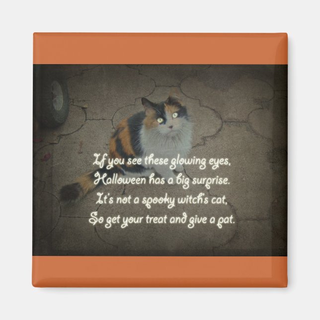 Halloween Poem - Calico Cat Magnet (Front)
