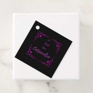 Halloween poison purple magic border with skulls. favour tags