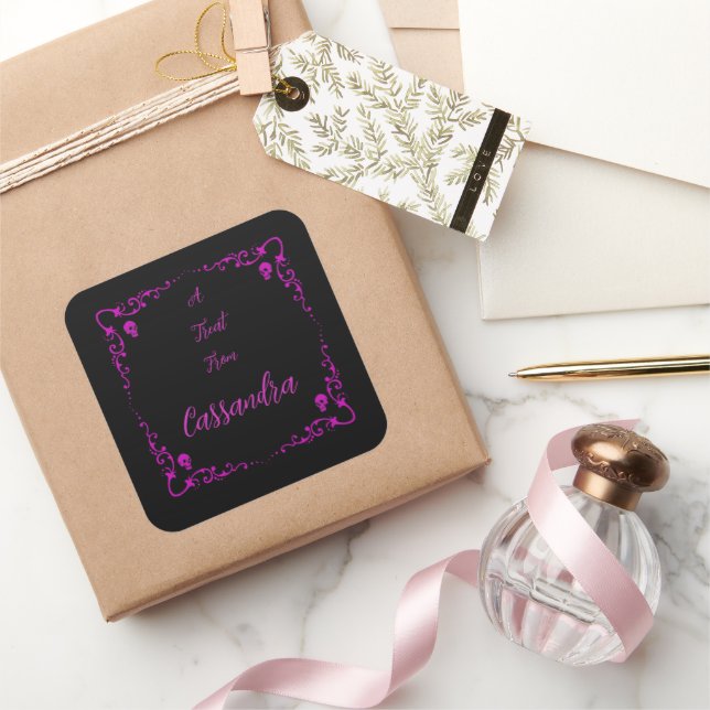 Halloween Poison Purple Personalised Square Sticker (Gifting)