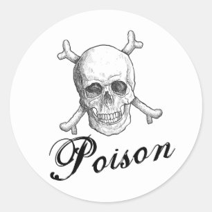Halloween Poison Skull and Bones Classic Round Sticker