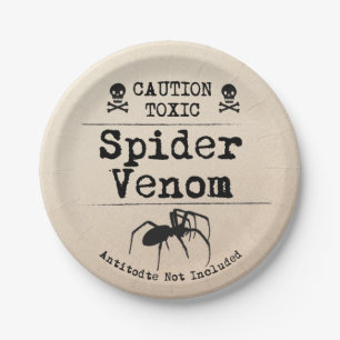 Halloween Poison Spider Venom Skull and Bones Paper Plate