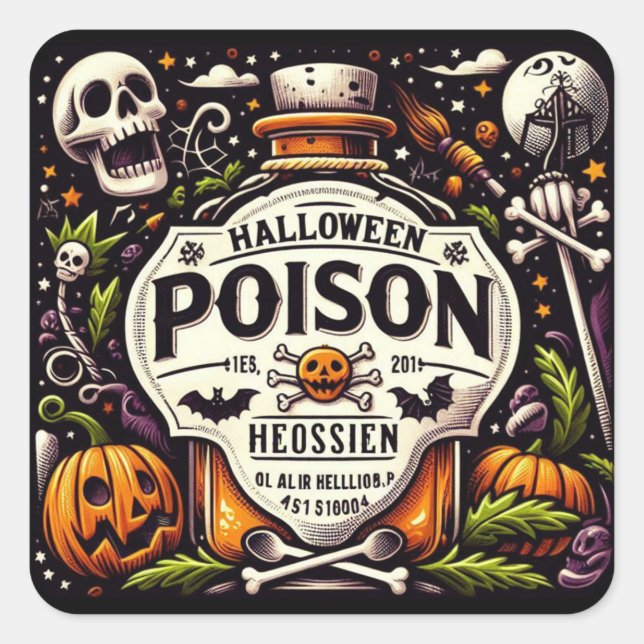 Halloween Poison Square Sticker (Front)