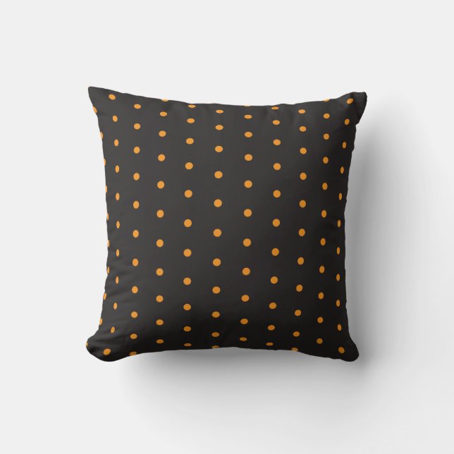 Halloween Polka dots black and orange Cushion (Front)