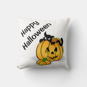 Halloween Polyester Throw Pillow/Black Cat Cushion