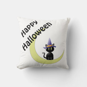 Halloween Polyester Throw Pillow/Black Cat Cushion