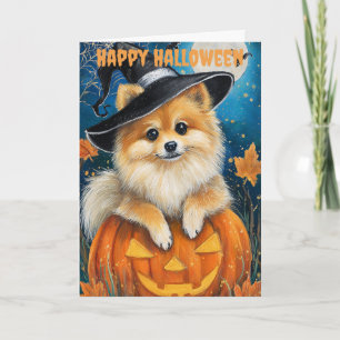 Halloween Pomeranian Dog Holiday Card