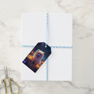 Halloween Pomeranian With Pumpkins Scary Gift Tags