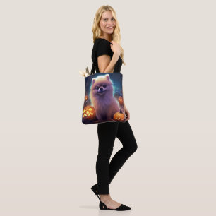 Halloween Pomeranian With Pumpkins Scary  Tote Bag
