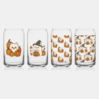 Halloween Pomeranians - Set of 4 Glass