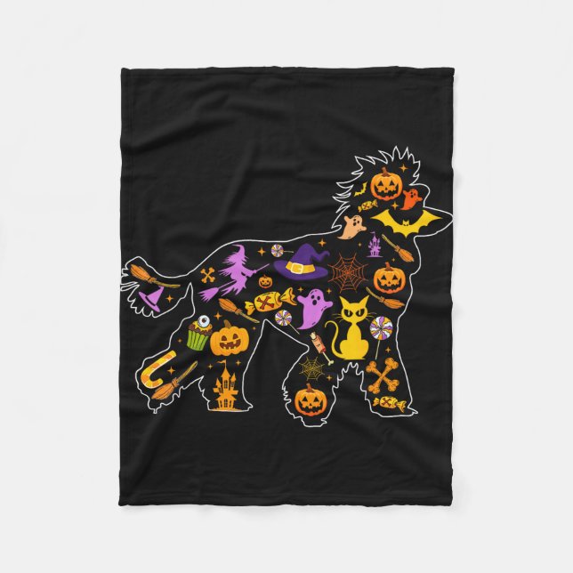 Halloween poodle dog  fleece blanket (Front)