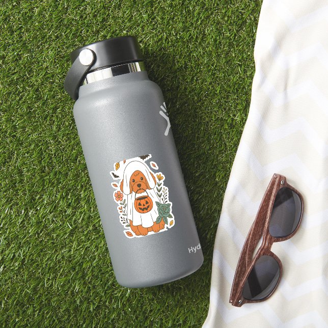 Halloween Poodle with Fall Flowers (HydroFlask Insitu)