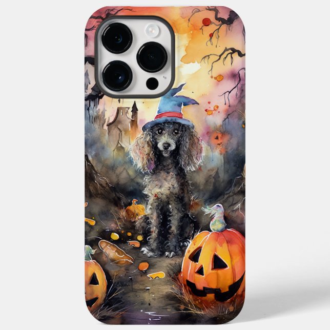  Halloween Poodle With Pumpkins Scary Case-Mate iPhone Case (Back)