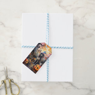 Halloween Poodle With Pumpkins Scary Gift Tags