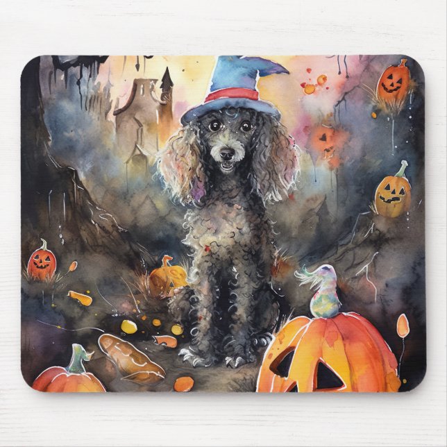  Halloween Poodle With Pumpkins Scary Mouse Mat (Front)