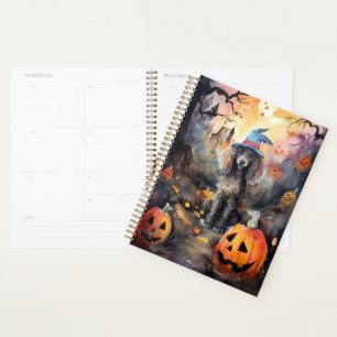  Halloween Poodle With Pumpkins Scary Planner