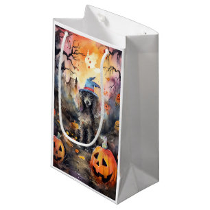 Halloween Poodle With Pumpkins Scary Small Gift Bag