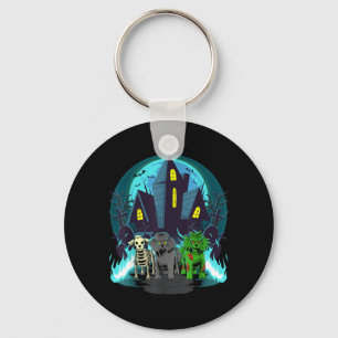 Halloween Poodles Zombie Skeleton Black Poodle Dog Key Ring