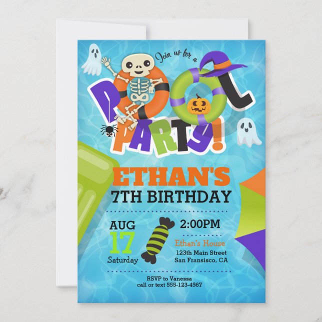 Halloween Pool Party Invitation (Front)
