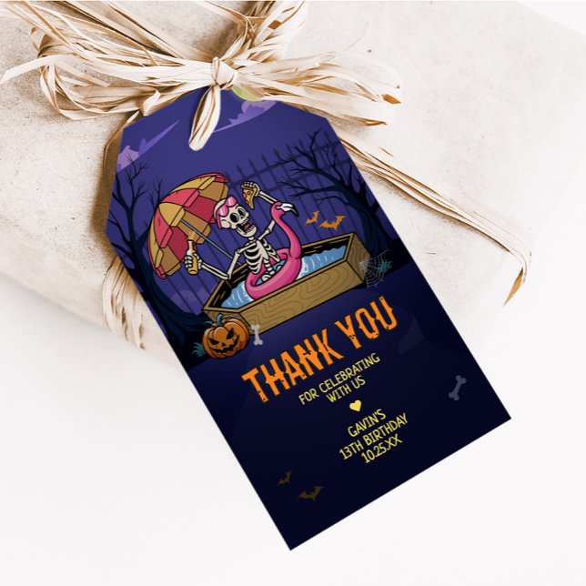 Halloween Pool Summerween Birthday Favour Tags (Halloween Summerween Pool Birthday Favor Tags)