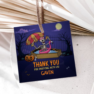 Halloween Pool Summerween Birthday Square Favour Tags