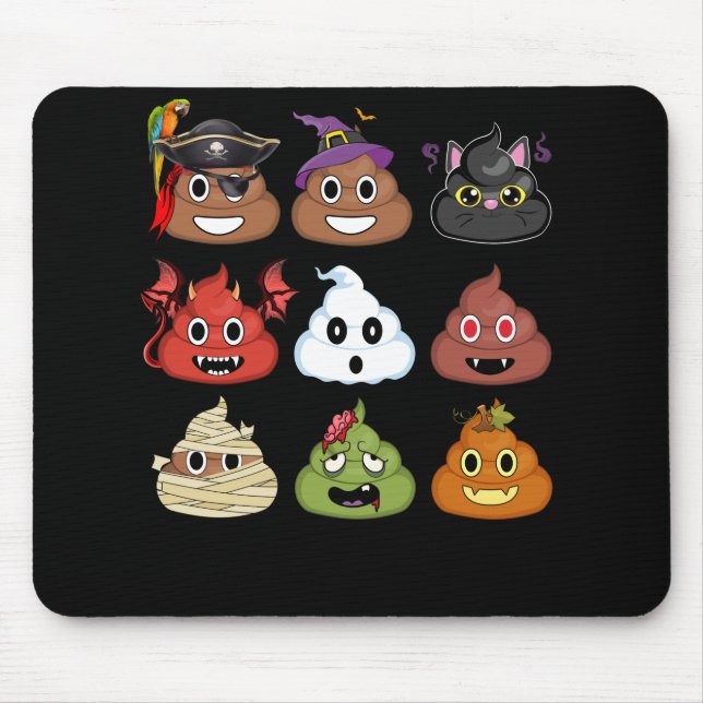 Halloween Poop Emojis Face  Pumpkin Pirate Mummy Mouse Mat (Front)