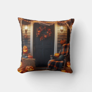 Halloween Porch & Spider Webs Cushion