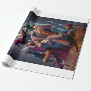 Halloween Portrait, A Monster & His Bride  Wrapping Paper