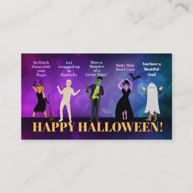 Halloween Positivity Sayings Business Cards (Front)