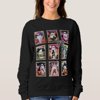 Halloween Postage Stamp Funny Halloween Ghost Sweatshirt