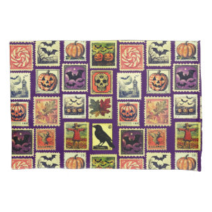 Halloween Postage-Stamp Pattern Pillowcase