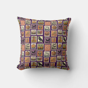Halloween Postage-Stamp Pattern Pillowcase Cushion