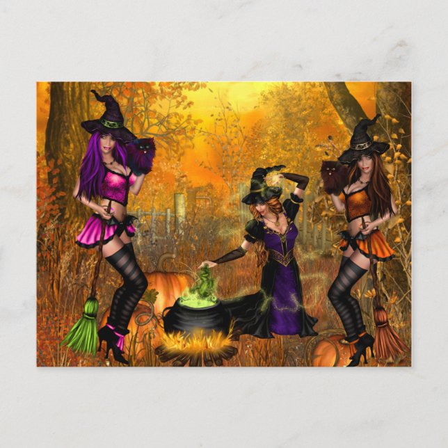 Halloween Postcard with Witches (Front)