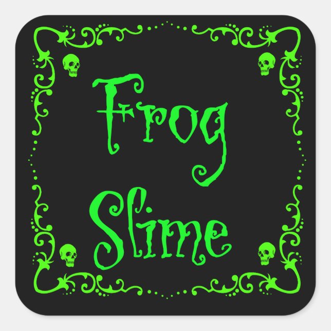 Halloween Potion Ingredients Frog Slime Square Sticker (Front)