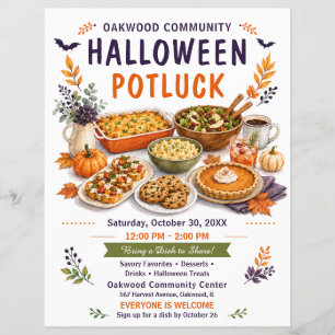 Halloween Potluck Community Fall Gathering Flyer