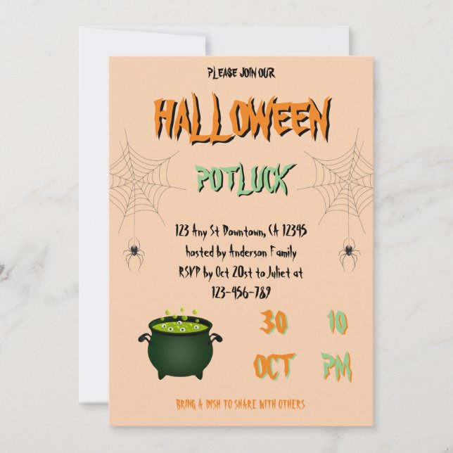 Halloween Potluck Invitation (Front)