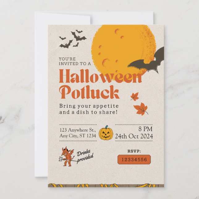Halloween Potluck Party Adult Office Invitation (Front)