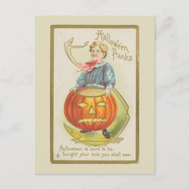 Halloween Pranks Vintage Postcard (Front)