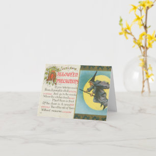 Halloween Precautions Witch Vintage Card