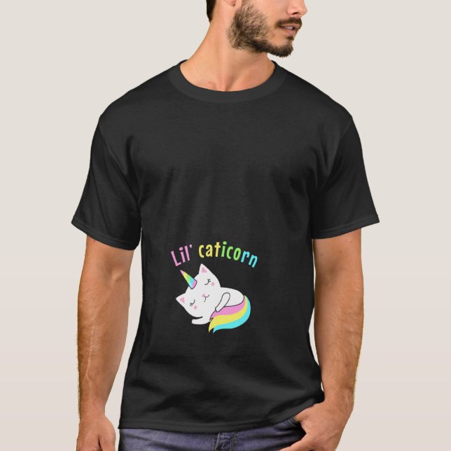 Halloween Pregnancy Announcement Lil Unicorn Cat C T-Shirt (Front)