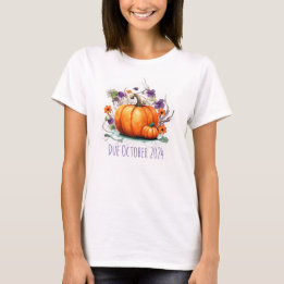 Halloween Pregnancy Announcement Pumpkin Due Date T-Shirt
