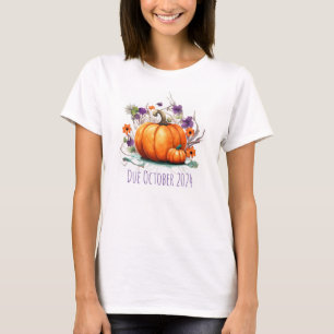 Halloween Pregnancy Announcement Pumpkin  Due Date T-Shirt