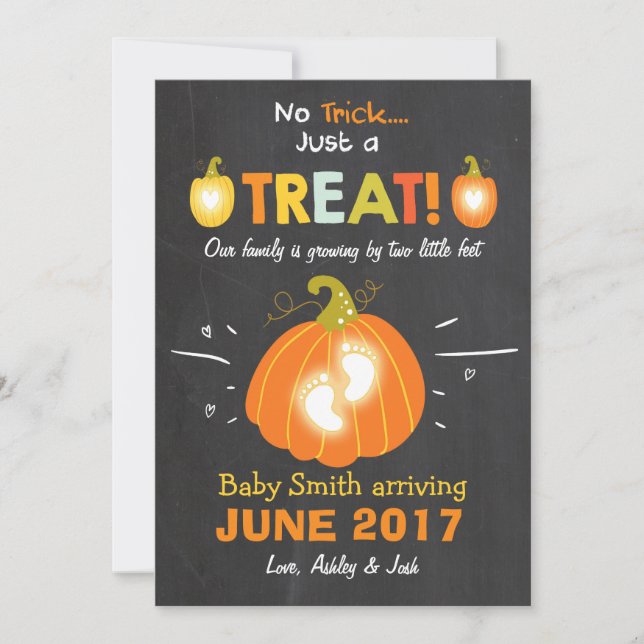 Halloween  pregnancy announcement Trick or Treat (Front)