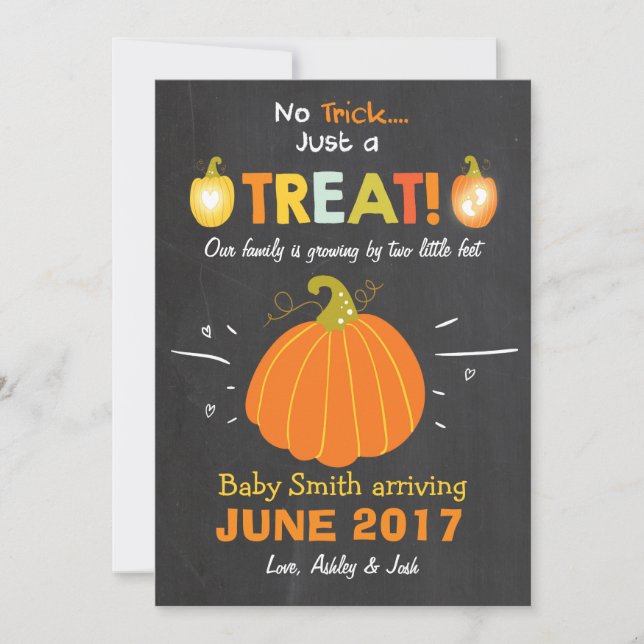 Halloween  pregnancy announcement Trick or Treat (Front)