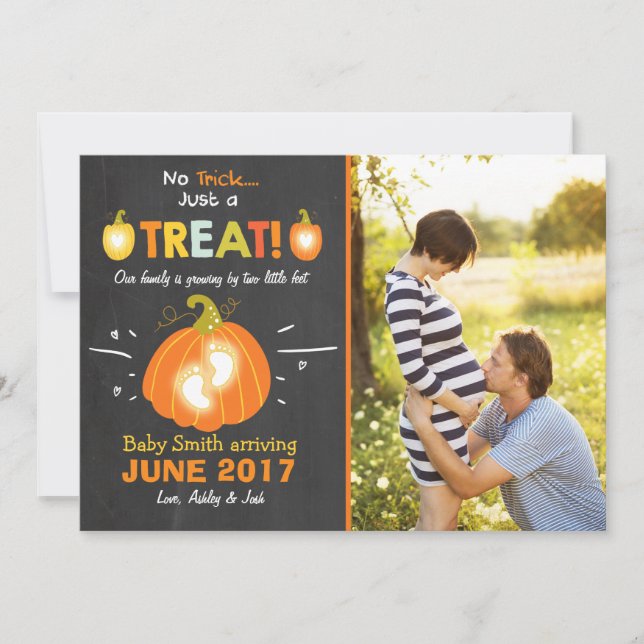 Halloween  pregnancy announcement Trick or Treat (Front)