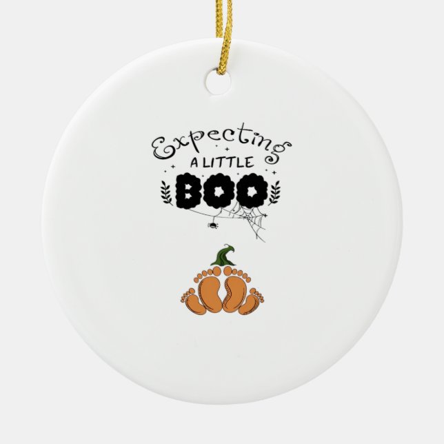 Halloween Pregnancy Mum To Be Expecting Little Boo Ceramic Tree Decoration (Front)